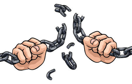 Hands Breaking Chain Links Freedom Designのイラスト素材