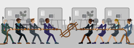 Tug of War Rope Pulling Business People Conceptのイラスト素材