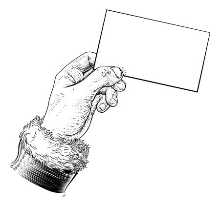 Santa Claus Hand Holding Christmas Message Vintageのイラスト素材