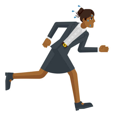 Business Woman Stress Tired Running Race Conceptのイラスト素材