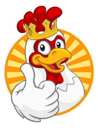 King Chicken Rooster Cockerel Bird Crown Cartoonのイラスト素材