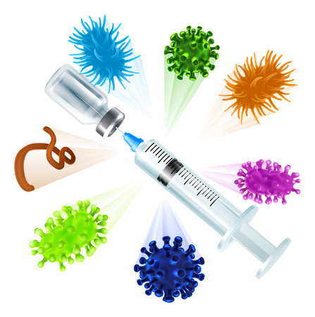Vaccine Syringe Virus Vaccination Medical Conceptのイラスト素材