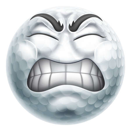 Angry Mad Golf Ball Hate Emoticon Cartoon Faceのイラスト素材