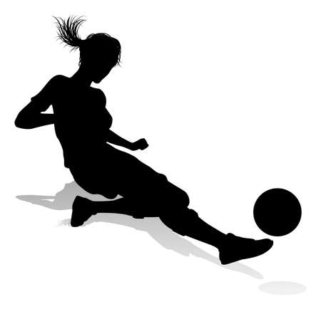 Female Soccer Football Player Woman Silhouetteのイラスト素材