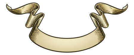 Scroll Vintage Woodcut Banner Paper Ribbon Drawingのイラスト素材