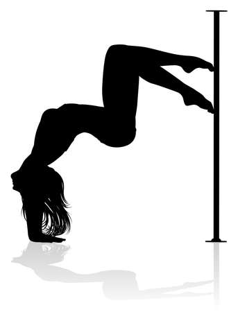 Pole Dancer Woman Silhouetteのイラスト素材