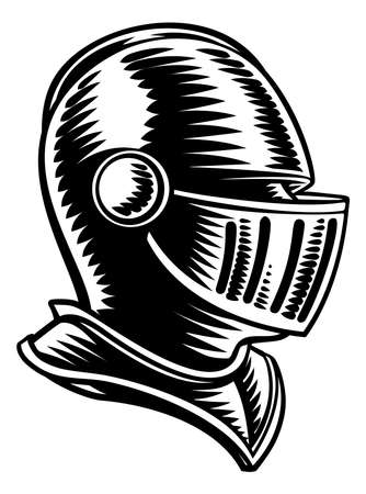 Medieval Knight Head Helmet Vintage Woodcut Styleのイラスト素材