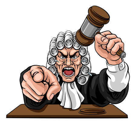 Angry Judge Cartoon Characterのイラスト素材