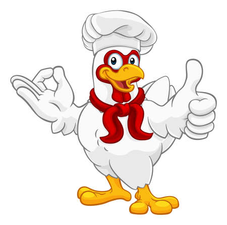 Chef Chicken Rooster Cockerel Perfect Cartoonのイラスト素材