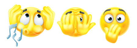 Hear See Speak No Evil Cartoon Emoticon Emojisのイラスト素材