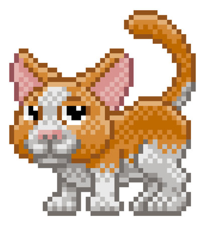 Pet Cat Pixel Art Animal Retro Video Game Cartoonのイラスト素材