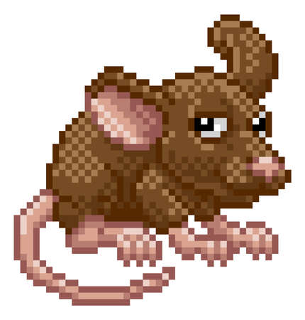 Mouse Rodent 8 Bit Pixel Art Video Game Cartoonのイラスト素材