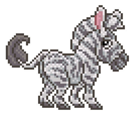 Zebra Pixel Art Safari Animal Video Game Cartoonのイラスト素材