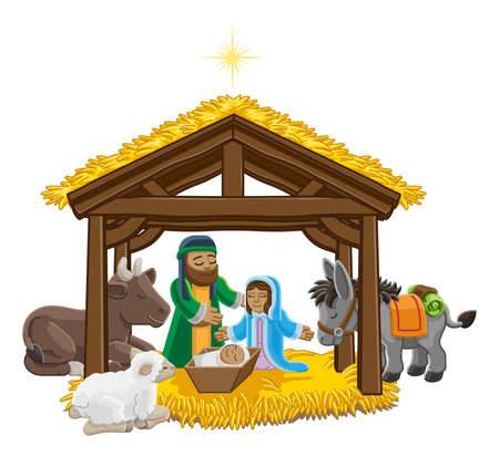 Christmas Nativity Scene Cartoonのイラスト素材