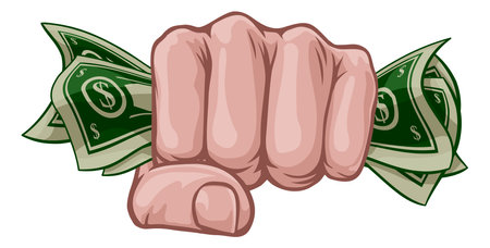 Money Cash Fist Hand Comic Pop Art Cartoonのイラスト素材