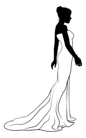 Bride Bridal Wedding Dress Silhouette Woman Designのイラスト素材