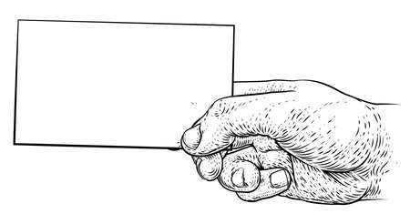 Hand Holding Business Card Letter Message Flyerのイラスト素材