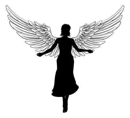 Angel Woman With Wings Silhouetteのイラスト素材