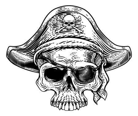 Pirate Skull Skeleton Grim Reaper Mascot Woodcutのイラスト素材