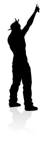 Singer Pop Country or Rock Star Silhouetteのイラスト素材