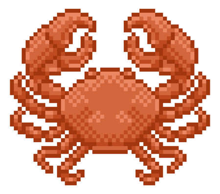 Zodiac Horoscope Astrology Cancer Pixel Art Signのイラスト素材