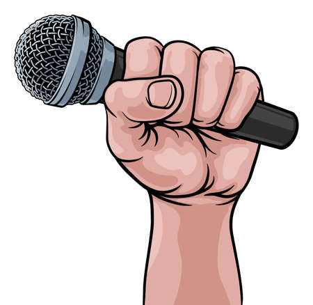 Microphone Fist Hand Comic Book Pop Art Cartoonのイラスト素材