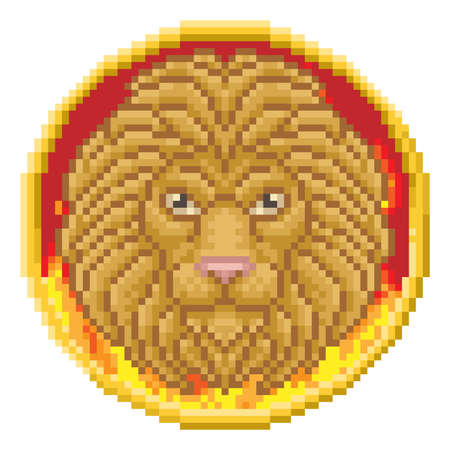 Zodiac Horoscope Astrology Leo Lion Pixel Art Signのイラスト素材