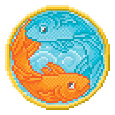 Zodiac Horoscope Astrology Pisces Pixel Art Signのイラスト素材