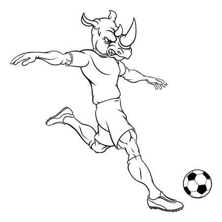 Rhino Soccer Football Player Animal Sports Mascotのイラスト素材