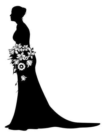 Bride Bridal Wedding Dress Silhouette Woman Designのイラスト素材