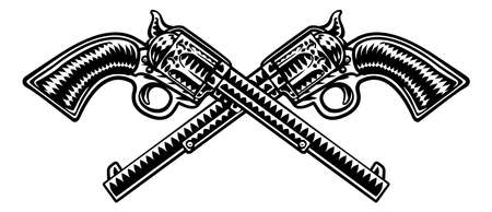 Cowboy Guns Western Pistols Old Vintage Revolversのイラスト素材