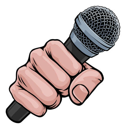 Microphone Fist Hand Comic Book Pop Art Cartoonのイラスト素材