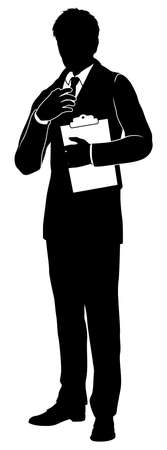 Business People Man With Clipboard Silhouetteのイラスト素材