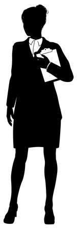 Business People Woman With Clipboard Silhouetteのイラスト素材