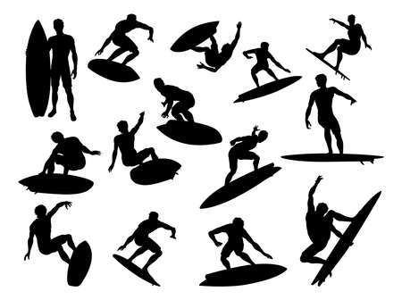 Surfer Silhouettes Detailedのイラスト素材