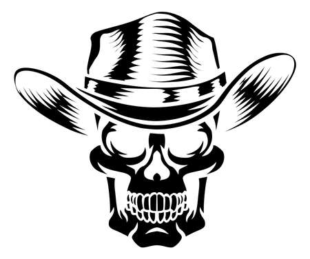 Skull Cowboy Hat Grim Reaper Cartoonのイラスト素材