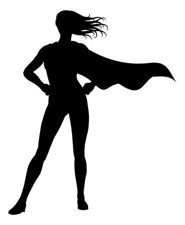 Super Hero Silhouette Superhero Cape Womanのイラスト素材
