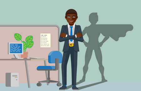 Business Man Hero with Superhero Shadow Conceptのイラスト素材