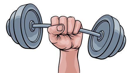 Weight Lifting Fist Hand Holding Barbell Conceptのイラスト素材
