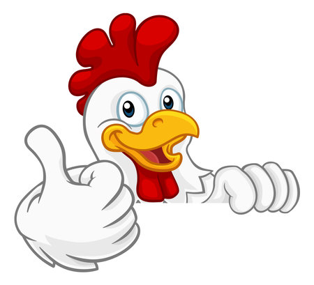 Chicken Rooster Cockerel Bird Cartoon Characterのイラスト素材