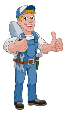 Gardener Cartoon Garden Spade Handyman Farmerのイラスト素材