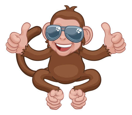 Monkey Sunglasses Cartoon Animal Giving Thumbs Upのイラスト素材