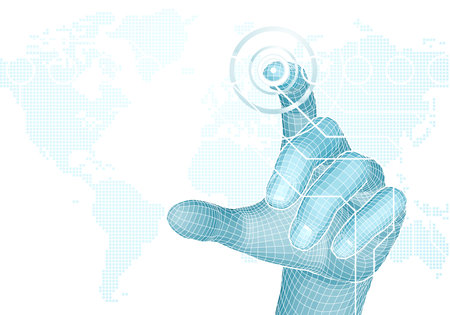 Hand Selecting 3D World Technology Conceptのイラスト素材