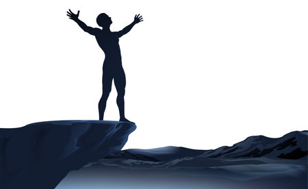 Man Standing Silhouette Arms Up Raisedのイラスト素材