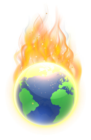End of World Climate Change Fire Flame Earth Globeのイラスト素材