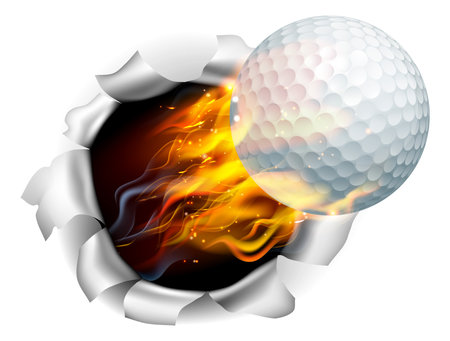Golf Ball Flame Fire Breaking Backgroundのイラスト素材
