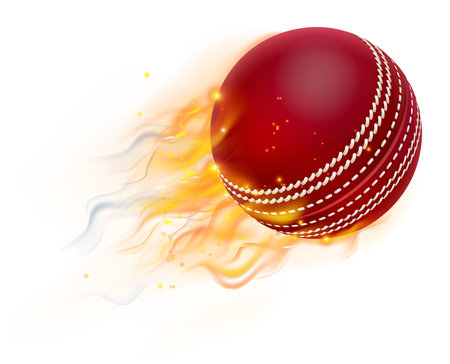 Cricket Ball with Flame or Fire Conceptのイラスト素材