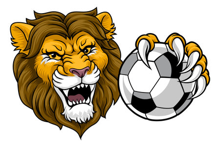 Lion Soccer Football Animal Sports Team Mascotのイラスト素材
