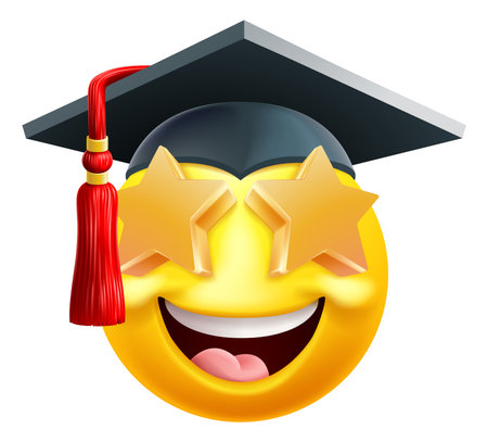 Emoji Graduate College Star Eyes Cartoon Emoticonのイラスト素材