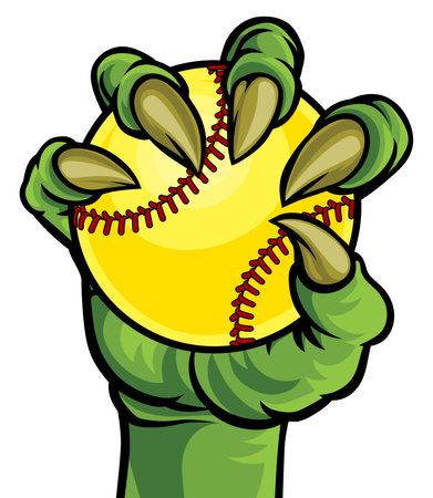 Claw Monster Talons Hand Holding Softball Ballのイラスト素材